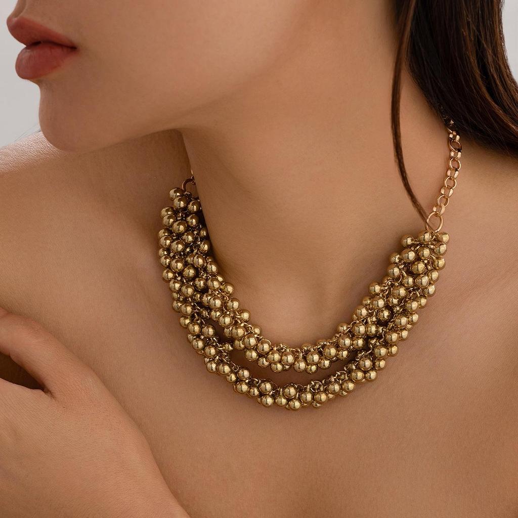 European-American Fashion CCB Round Bead Pendant Necklace