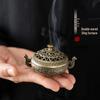 Nepal Antique Double-Ear Aromatherapy Furnace: Creative Hollow Tripod Incense Burner for Tea Ceremony or Desktop Ornament.