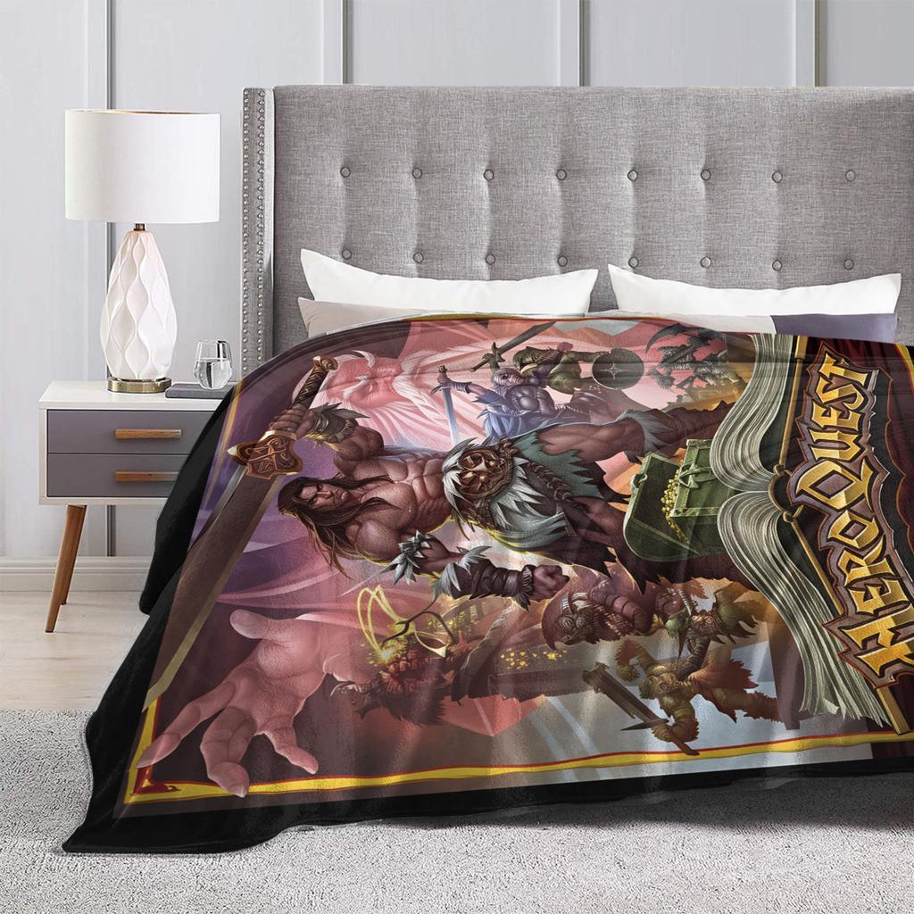 Heroquest Card Game Flannel Blanket Retro Card Warm Throw Blanket for Outdoor Picnic Novelty Bedspread Sofa Bed Cover