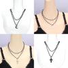 Halloween Gothic Cross Necklace With Multilayer Alloy Chain For Men Women