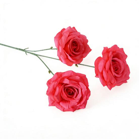 3 Головки Цветущие Искусственные Цветы Розы Реалистичная Искусственная Ветка Розы со Стеблем для Вазы Центральный Элемент Стола Декор для Дома Свадьбы Вечеринки