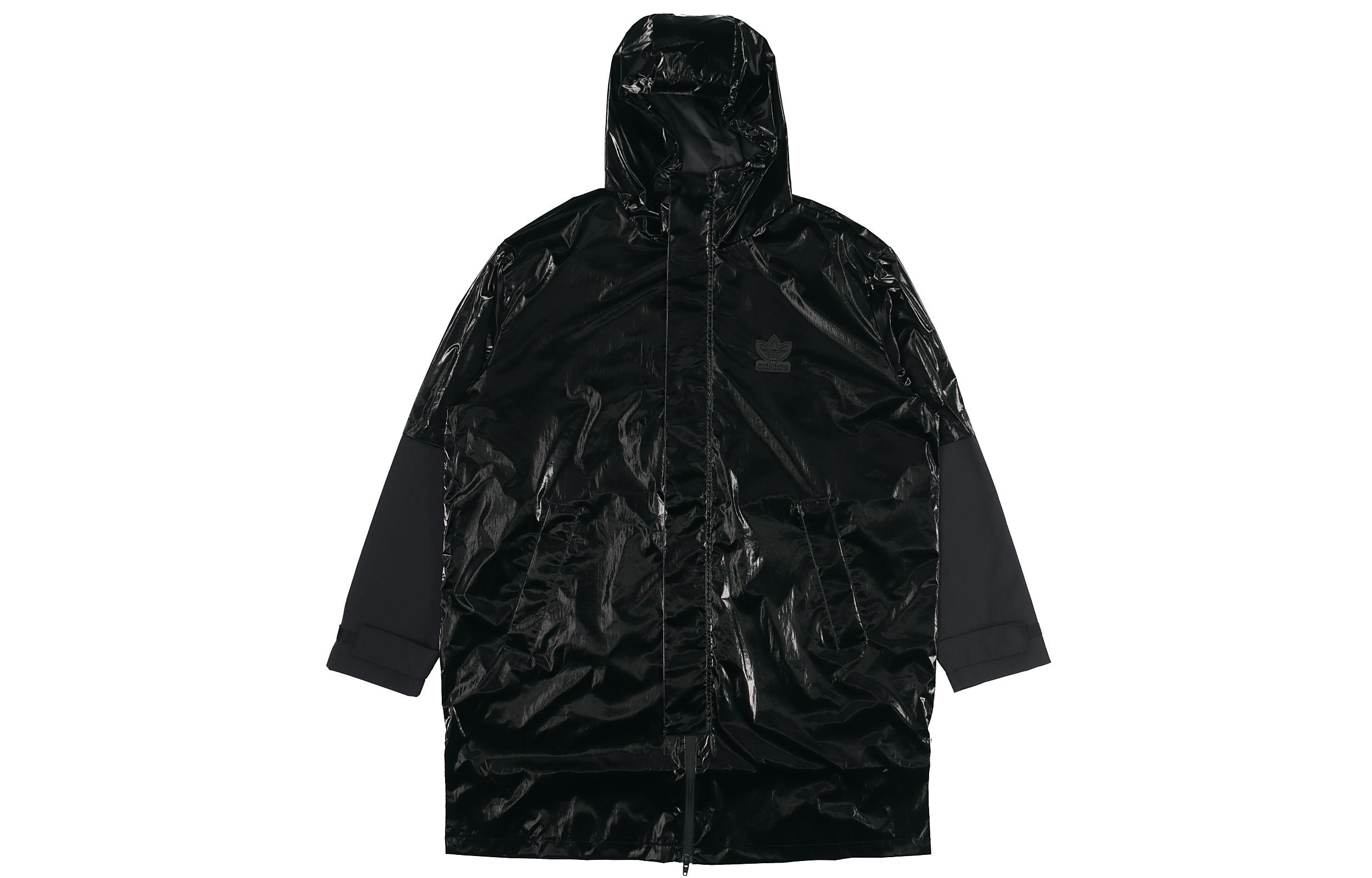 Adidas Originals Liquid Metal Trench Coats Men s Black Hooded Moderate Other GT7293 L