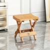 Foldable Bamboo Small Stool, Portable Wooden Step Stool for Fishing Entryway Shoe Bench, Minimalist Backrest Chair for Kids