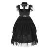 Jenters Addams Family Wednesday Svart Prinsesse Cosplay Kjole