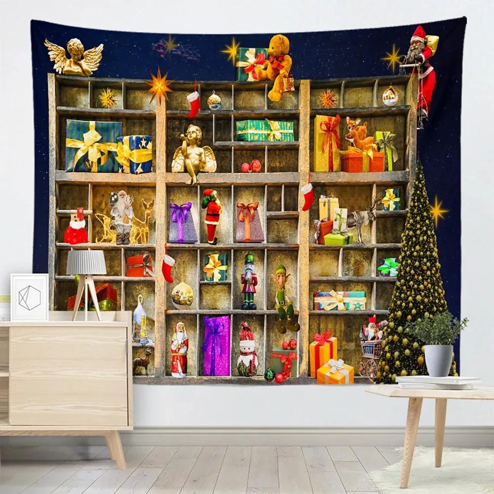 Рождественская елка мультфильм узор гостиная спальня домашнее украшение стены гобелен — фото 5