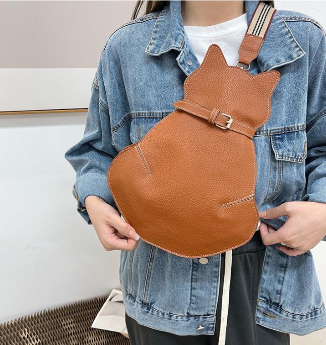 Brustrucksack Damen Dopamin-Tasche Niedliche Katze Tasche Retro Brusttasche Hüfttasche Ausgehen Damentasche