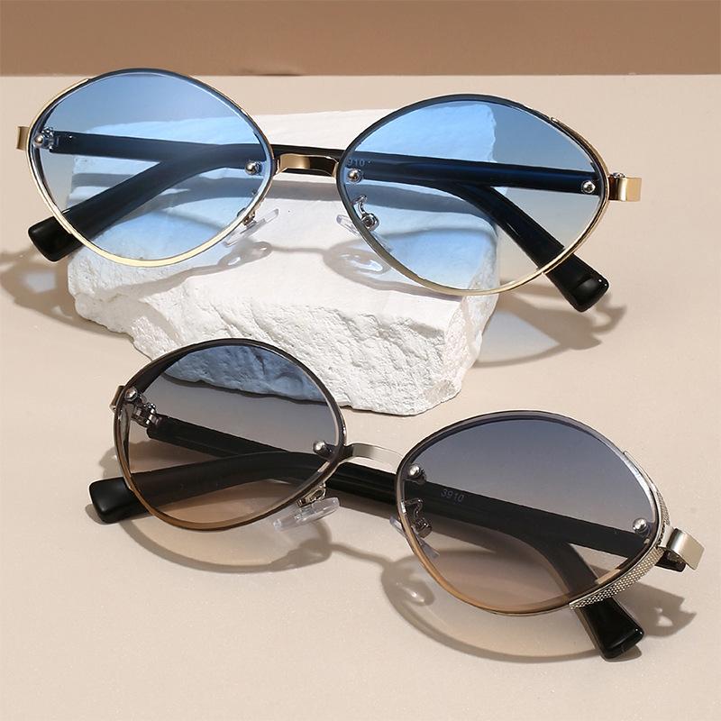 2025 Retro Metal Oval Cat Eye Sunglasses Classic Women Black Leg Sunglasses for Men Driving Outdoor Sunshade Sunglasses