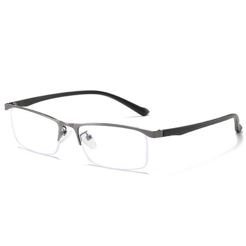 Half Frame Square Myopia Glasses Finished Metal Anti-Blue Light Prescription Eyeglasses Diopter 0 -0.5 -1.0 -1.5 To -6.0