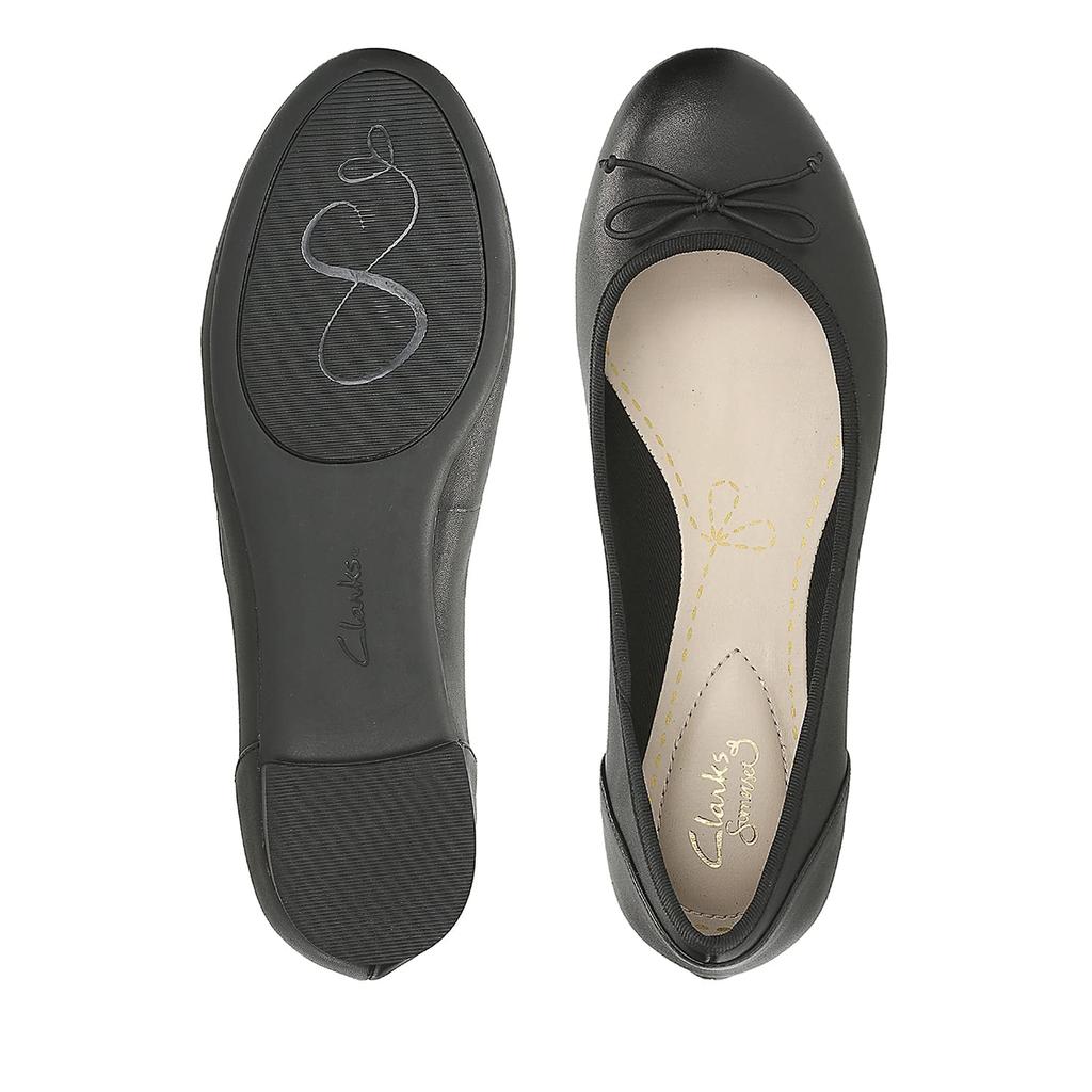 [Clarks] Ballet Flats Couture Bloom Pumps, Flat, Comfortable, Genuine Leather, Black Leather, 24.0 Cm