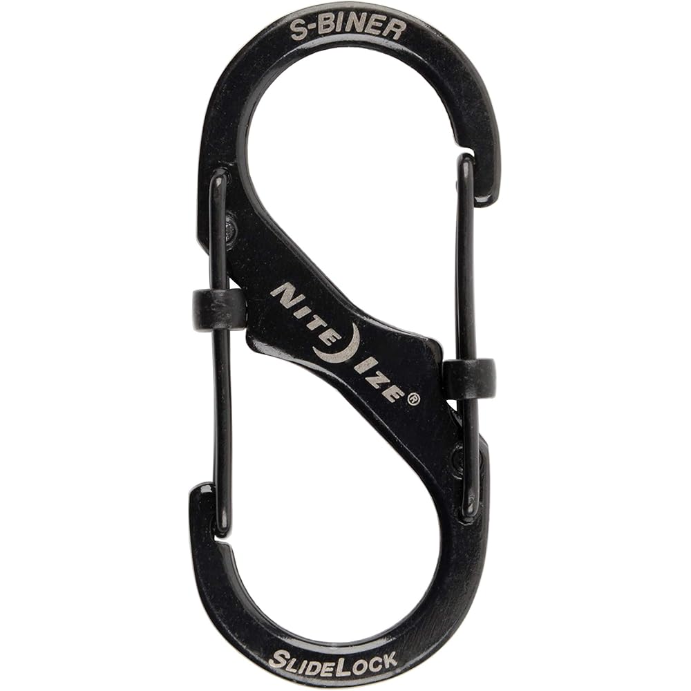 Nite Ize S-Biner SlideLock #2 Black Multi-Use Carabiner Clip Durable Lightweight Design
