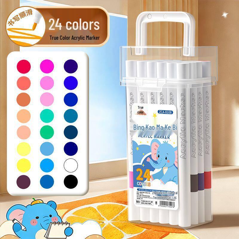 Acrylic Square Barrel Marker Pen Set for Kids - Opaque Watercolor Pens