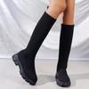 Autumn and Winter Thick-soled Knitted Boots, Children's Socks, Long Boots, Elastic But Knee-high Round-head Boots