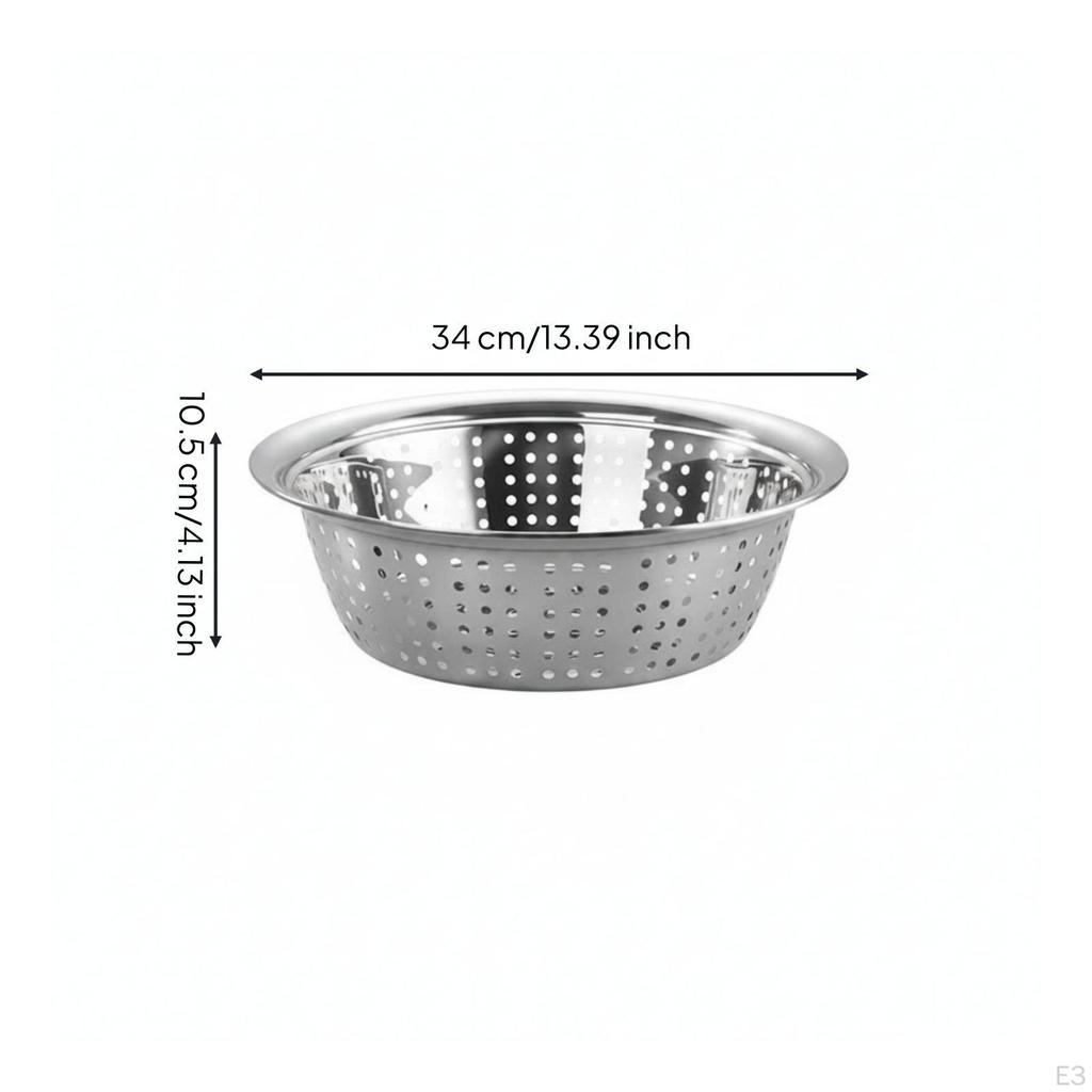 Stainless Steel Colander Perforated Vegetable Strainer Thickened Draining Basin for Home Cooks,