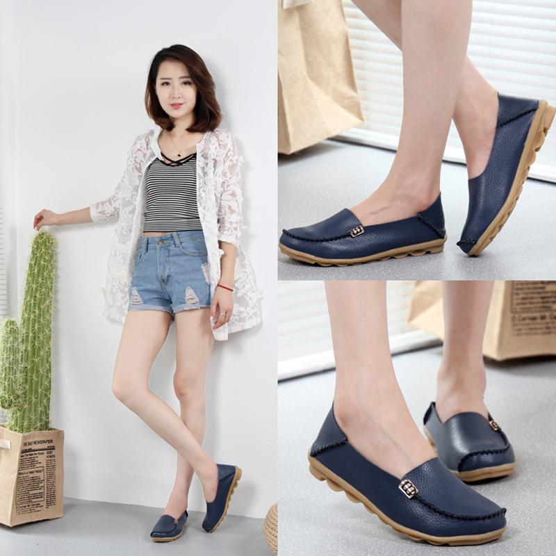 Модная женская обувь Большие размеры Плоские туфли Женские лоферы из натуральной кожи — фото 8