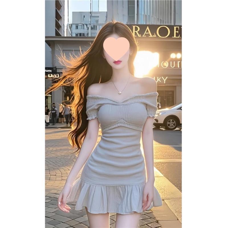 2025 Summer Pure Desire Slimming One-Shoulder White Dress Small