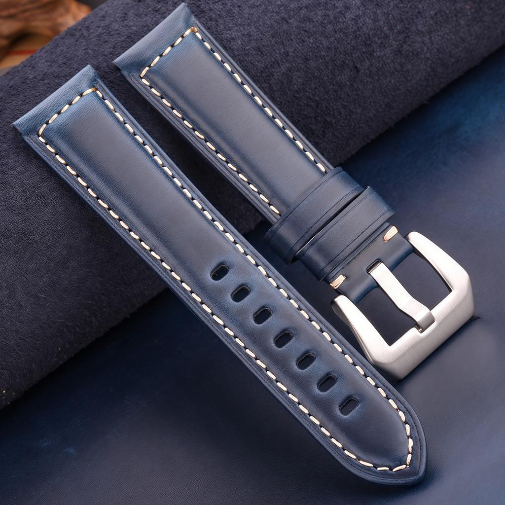 First Layer Oil Wax Cowhide Leather Watch Strap 20 22 24 26mm Padded Genuine Leather Band for PAM111/441/312 Durable Bracelet