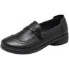 Genuine Leather Soft Sole Slip-On Mom Shoes - Non-Slip, Comfortable, Round Toe, Plus Size for Autumn