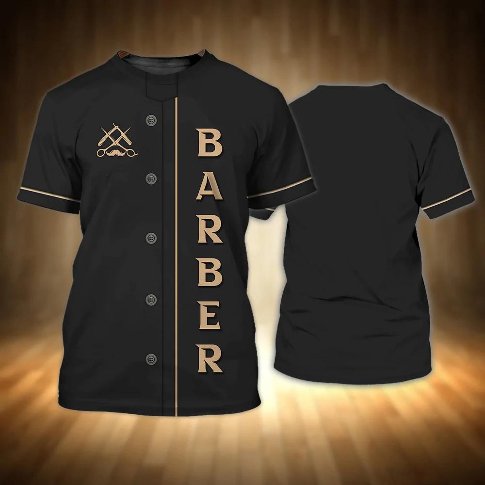 Barber Shop Shirts Men T Shirts 3D Printing Custom Man's Clothing O Neck Oversized Casual Short Sleeve Tops Cool Punk Streetwear