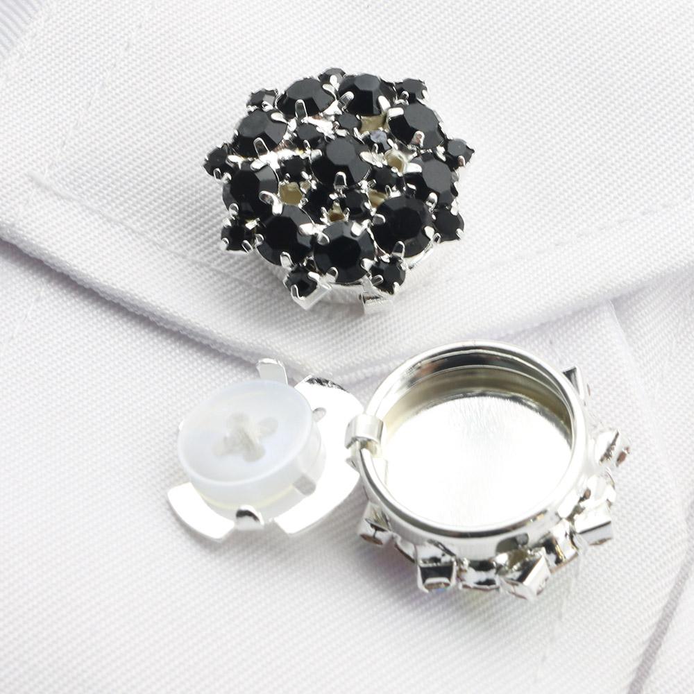 Fashion Bestseller 2 pieces of 22MM Circular Rhinestone Cufflinks, Women's Shirts, Dresses, Sweaters, DIY Handmade Wholesale