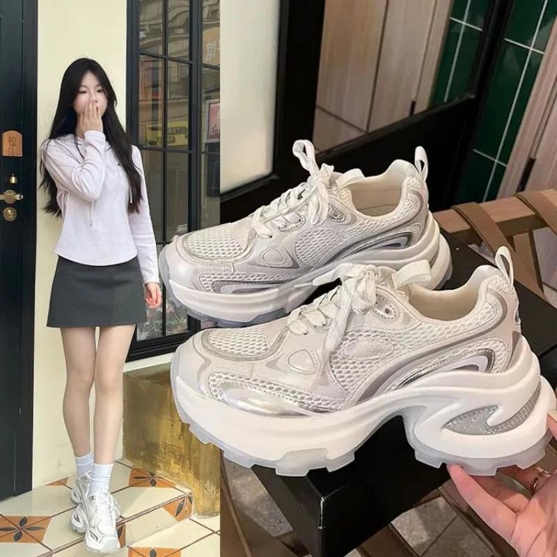 

Women s New Fashion Platform Shoes Female Autumn New Breathable Outdoor chunky sneakers Lightweight Casual Tennis Shoes 36