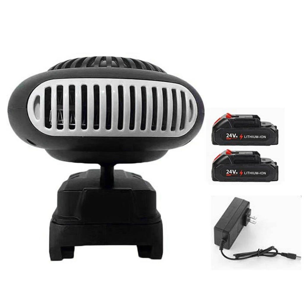 Tragbarer batteriebetriebener Heizlüfter Kleiner elektrischer Thermostat-Heizlüfter Außenbereich Enteisung Entnebelung mit 2 Batterien 1