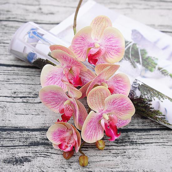 1Pc 6Heads Artificial Butterfly Orchid Silk Flower Home Wedding Party Decor