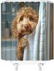 Lustiger Duschvorhang mit Hund Niedliche Hunde in Badewanne Blase Bauernhaus Tier Für Tierliebhaber Lieblicher Welpe Badezimmerdeko Polyesterstoff