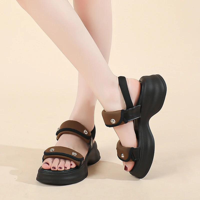 Fashion Shoes Female 2024 Summer Trendy and Versatile Women's Casual Sandals Waterproof Non-slip Platform Sandals Sandalias De Mujer