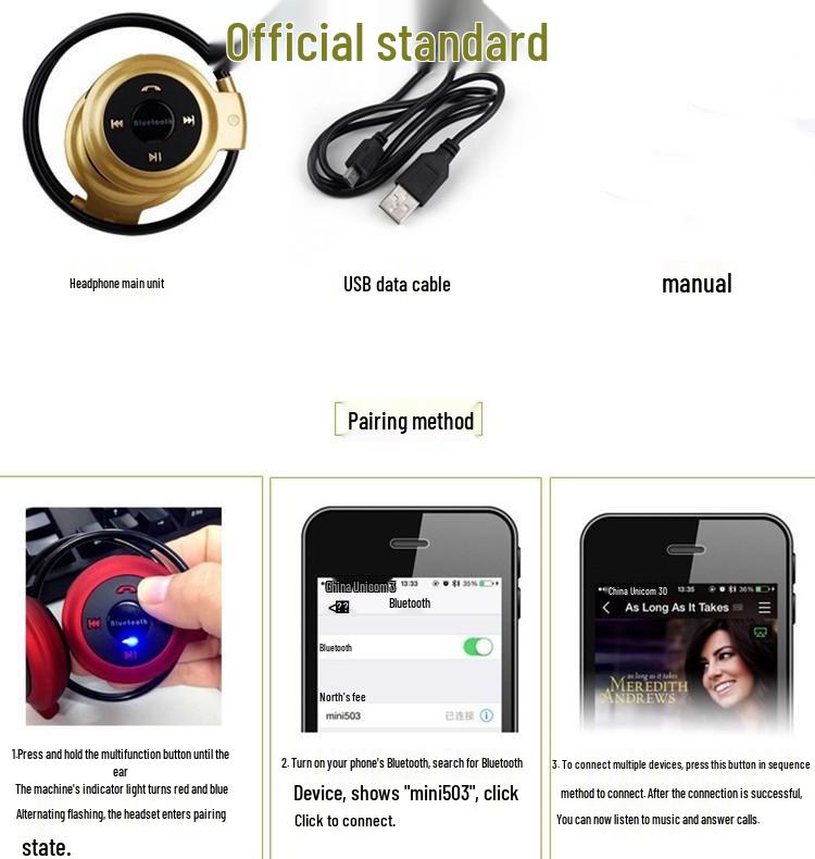 Foldable Bluetooth Wireless Headphones: Over-Ear, Dual-Ear, Music & Calls, Card Slot, Sports-Ready