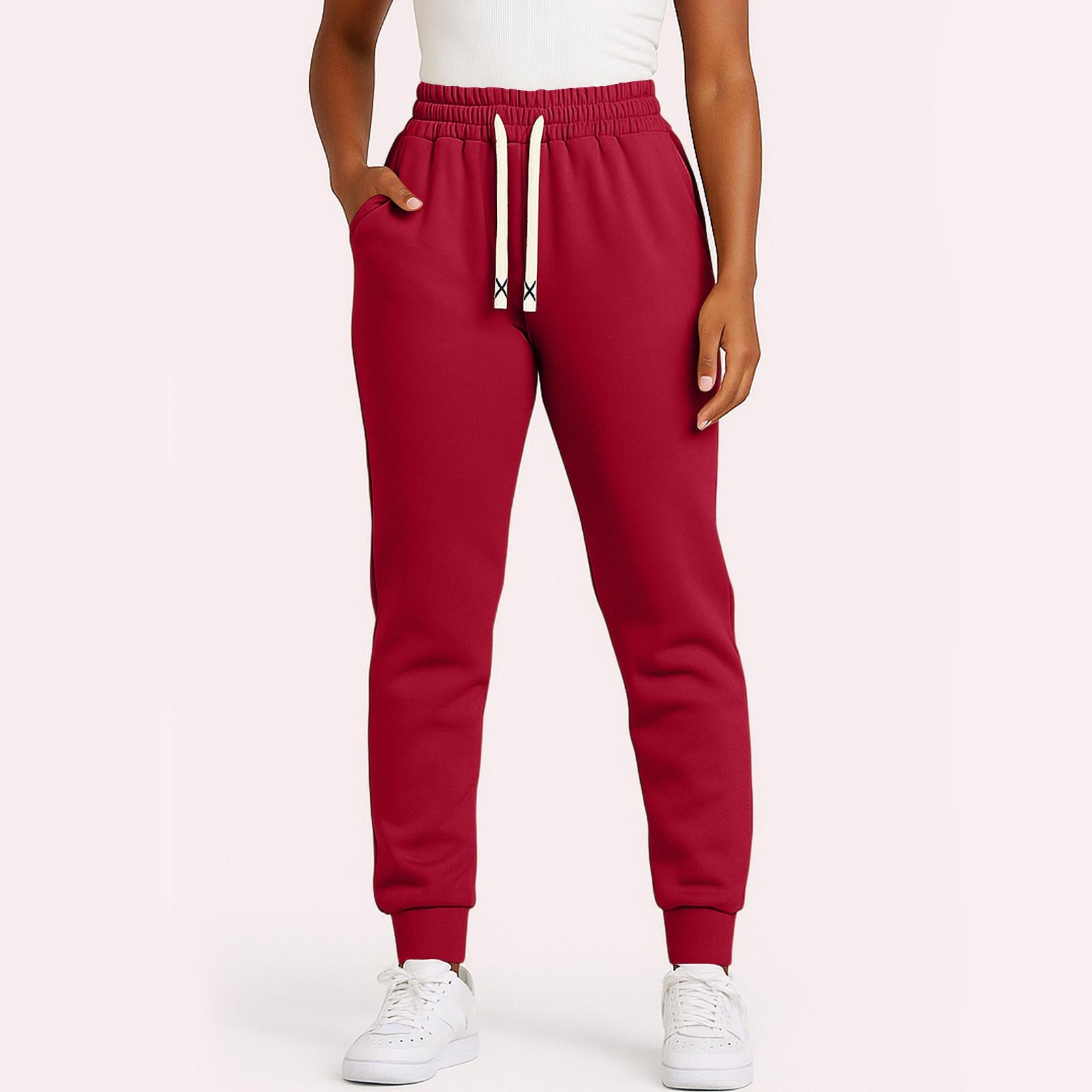 

Женские однотонные спортивные штаны, свободные повседневные леггинсы L красный