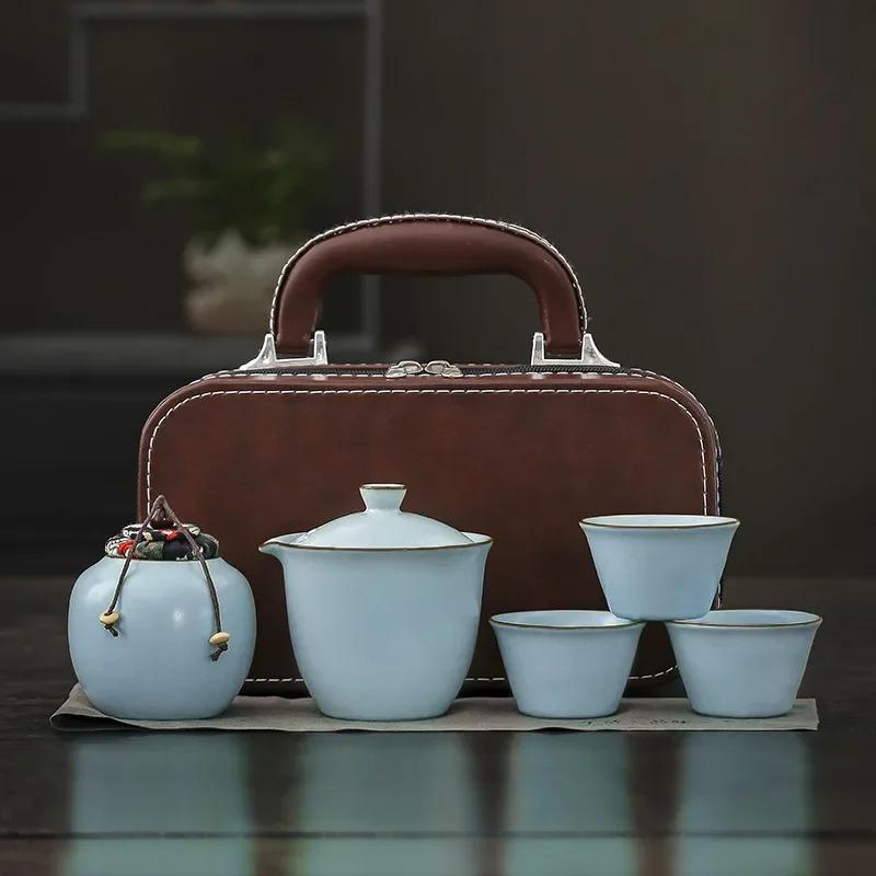Travel Ceramic Tea Set Teas Infuser Portable Kung Fu Tea Set Filter Pot Kettle Teapot Teacup Teas Brewing Utensils Teaware Sets