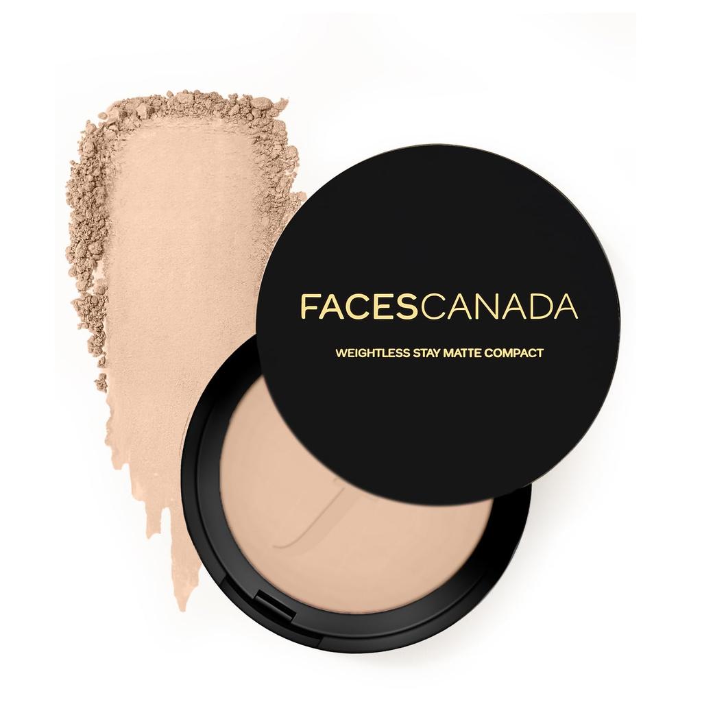 FACESCANADA Weightless Stay Matte Finish Compact Powder - Ivory, 9 G | Non Oily Matte Look | Evens Out Complexion | Hides Imperfections | Blends
