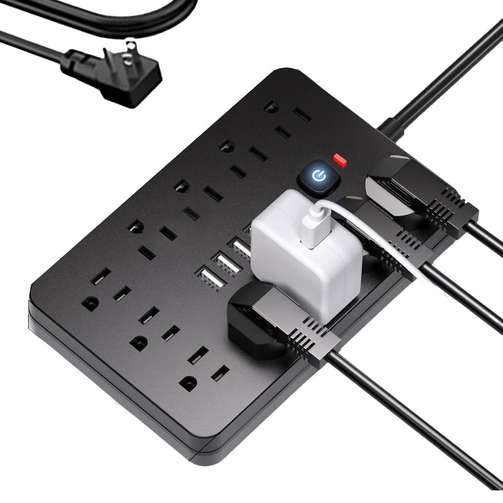 17-in-1 Plug Outlet Extender Power Strip With USB Port Switched Socket 11 Outlets 4 USB 2 Type-C Ports Multiple Security Protect