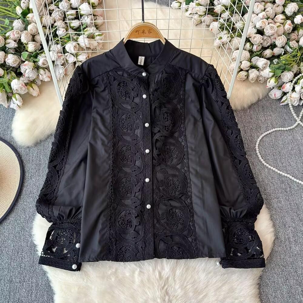 Spring Autumn Women Lace Patchwork Embroidery Designer Runway Outfits Fashion Single Breasted Shirt and Mini Short Skirt Two Piece Set