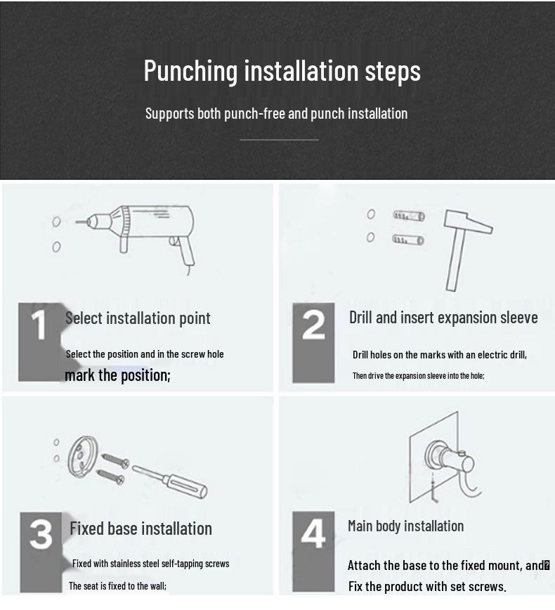 Edelstahl Badezimmer Handtuchhalter Set mit Spiegelablage & Nagelfreier Installation
