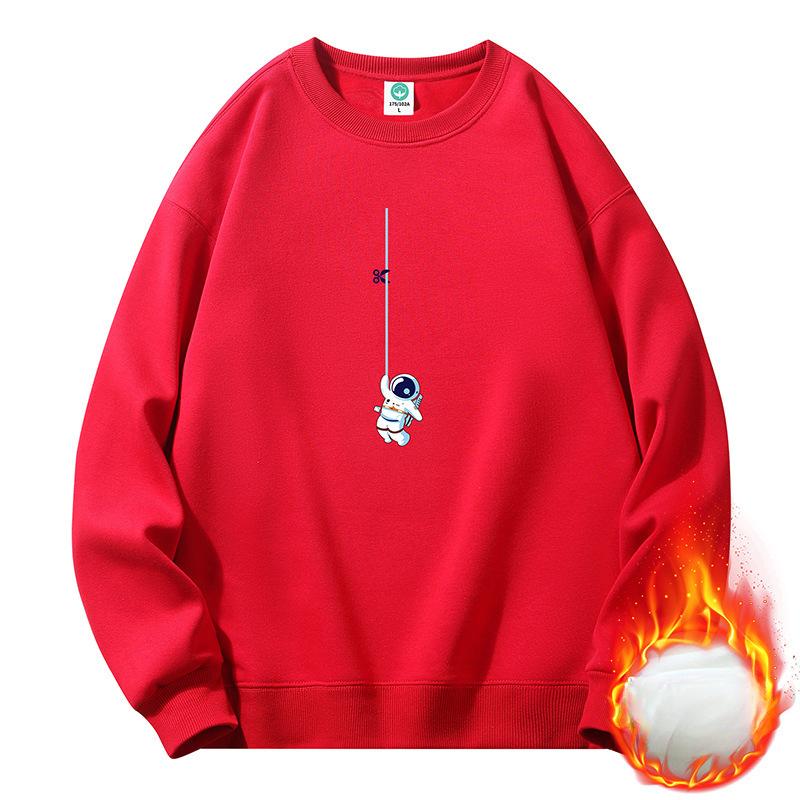 Maglione a collo tondo ispessito in pile da uomo e donna, maglione pullover largo alla moda, top per coppia, camicia base versatile
