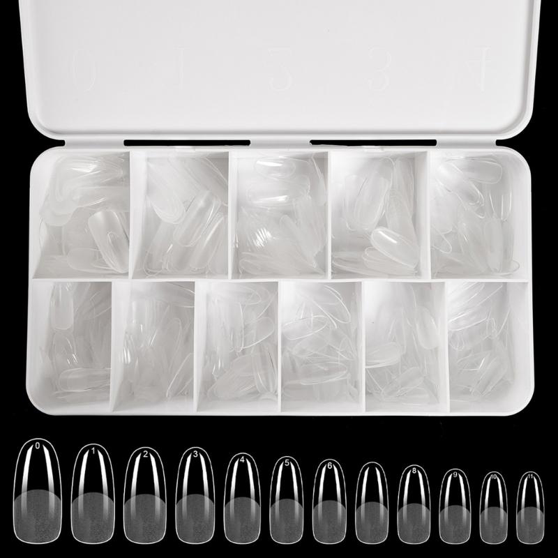 Średnie Kształt Migdała Końcówki Żelowe do Paznokci 550 SZT Wstępnie Wytrawione Przezroczyste Sztuczne Paznokcie Manicure dla Profesjonalistów i Początkujących
