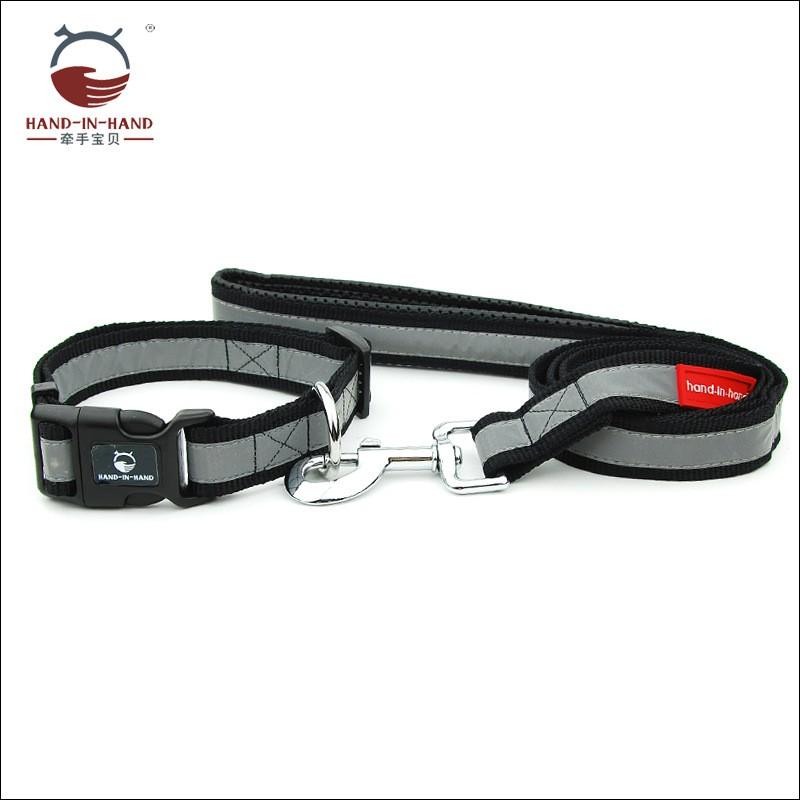 Large Dog Reflective Nylon Collar Leash Set Adjustable Sizes L XL Heavy Duty Pet Walking Gear