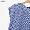 ZANZEA Women Short Sleeve Blouse and Shorts Grid Print Casual Two Piece Suit Sets