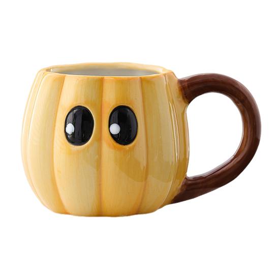 Halloween Ceramic Mug Cute Ghost Pumpkin Cup Reusable Spooky Coffee Cup with Lid Unique Halloween Party Gifts