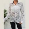 Spring Women's Long Sleeve Lace V-Neck Shirt Blouse