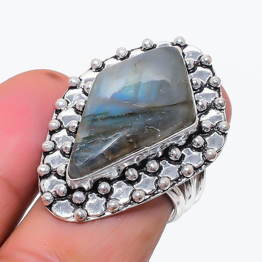 Labradorite Gemstone 925 Sterling Silver Jewelry Ring Size 8