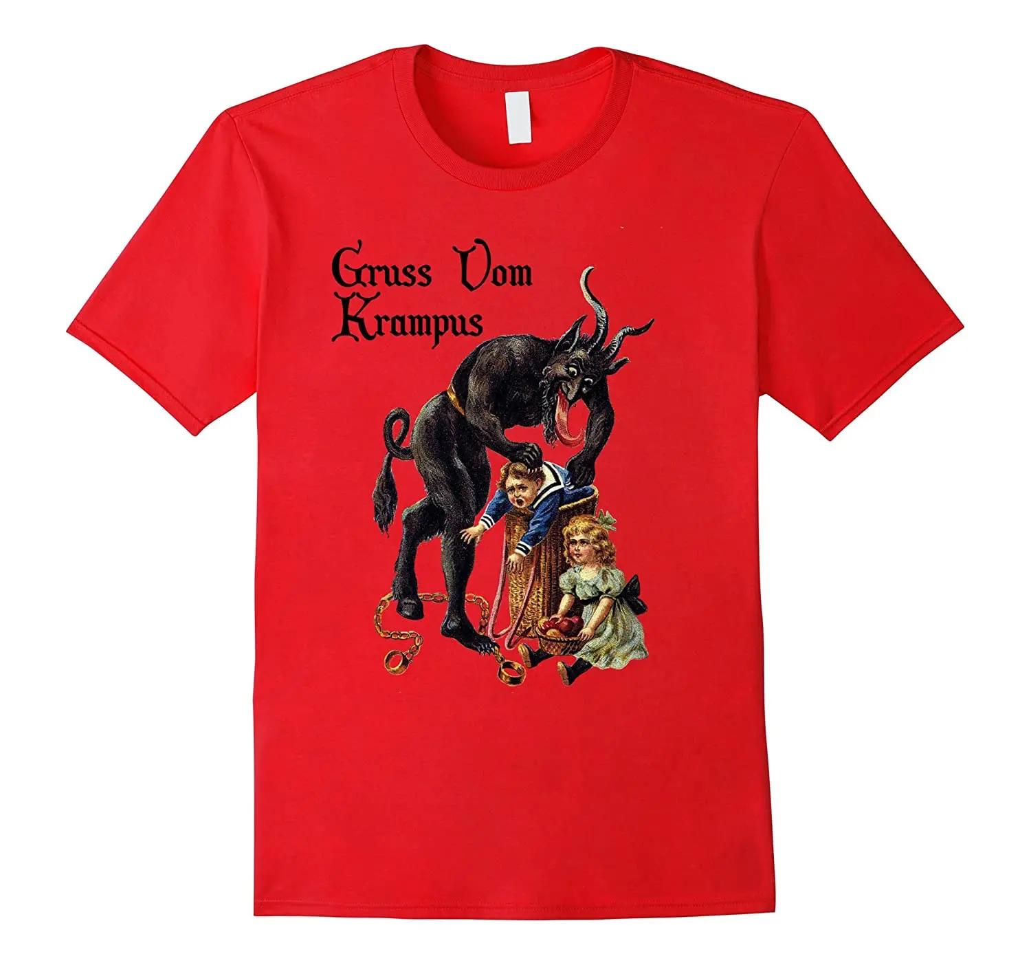 Christmas Greetings From Gruss Vom Krampus TShirt 100 Cotton ONeck Summer Short Sleeve Casual Mens Tshirt Size S3XL S