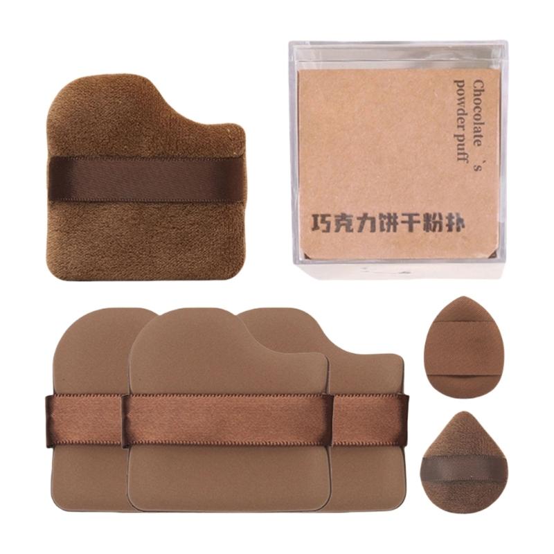 4/6 Pieces Small Thumb Cosmetic Puff Chocolate Biscuit Powder Puff Wet Dry Finger Powder Puff  Makeup Tool