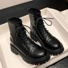 Fashion versatile and comfortable women's boots thick heel heightening short boots autumn and winter 2025 autumn and winter new British lace-up Mart