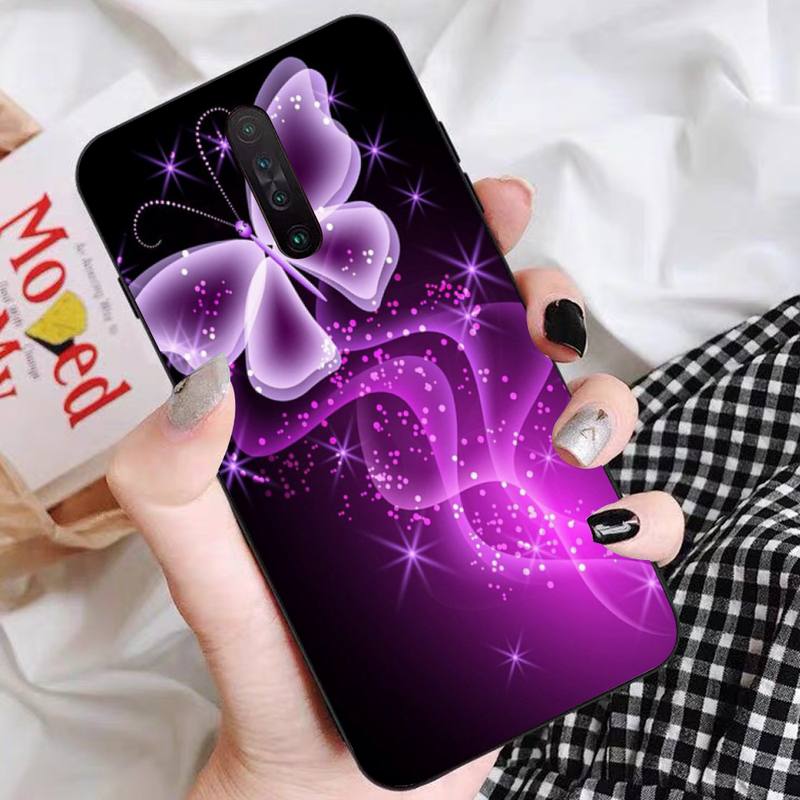 Beauty Pink Butterfly Phone Case For Redmi 9 5 S2 K30pro Silicone Fundas for Redmi 8 7 7A note 5 5A