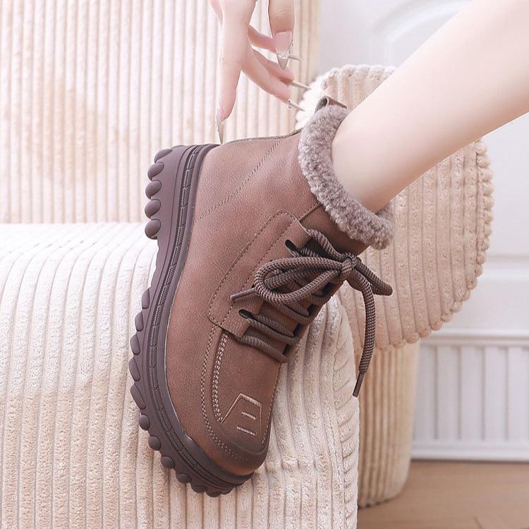 Dámské zimní zateplené boty do sněhu Protiskluzové voděodolné šněrovací kotníkové boty pro ženy Podšívka z umělé kožešiny Outdoor Pohodlné vycházkové boty