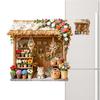 3D Miniature House Fridge Magnets Mini Flower Shop Fridge Magnets Creative 3D Relief Magnetic Fridge Magnets for Cabinet Locker