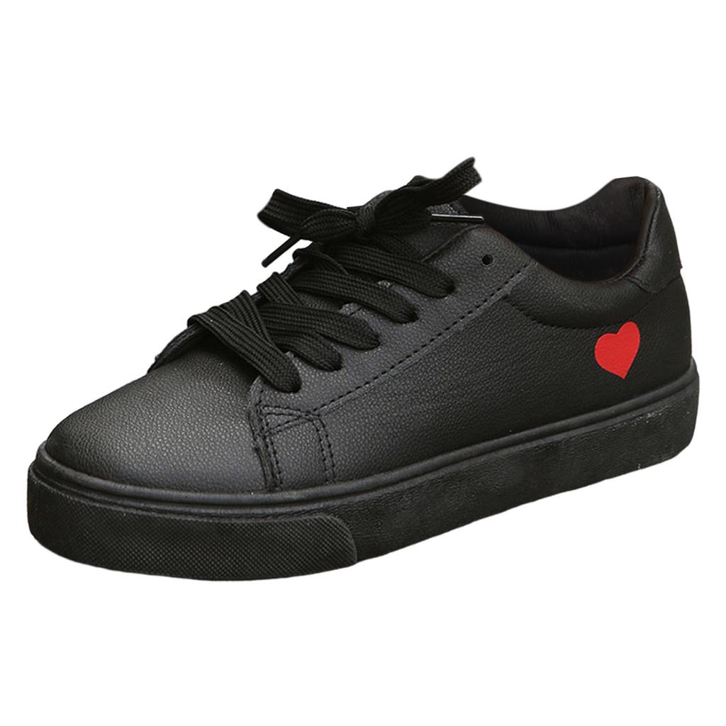 Ladies Heart Decorated Board Shoes Basic Model Simple Casual Lightweight Leather Upper Large Business Casual Shoes for Women