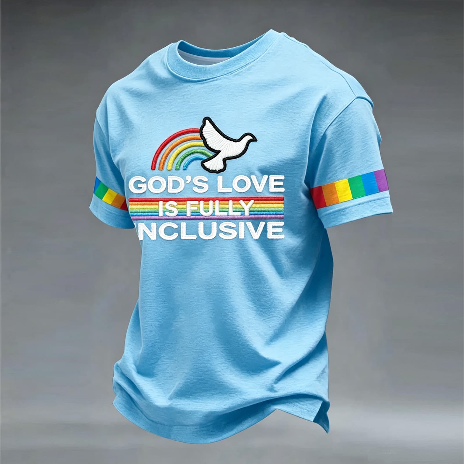 

Inclusive Graphic T Shirt with Rainbow Print Crewneck Short Sleeve Cotton Tee Casual Unisex Top for Adults Youth S